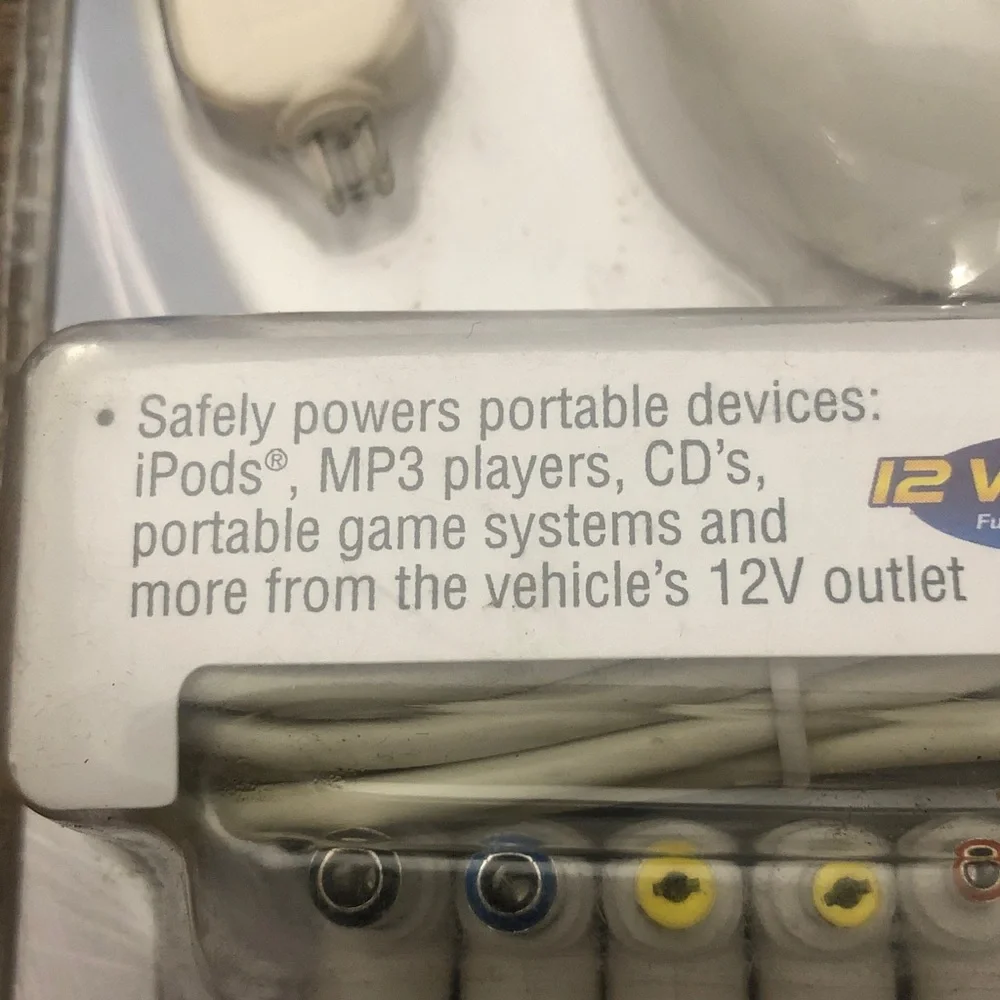 White 12V DC to DC Power Adapter - Car USB Compatible